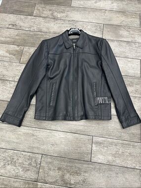 Missani Le Collezioni Black Leather Zip-Front Mens Jacket NWT